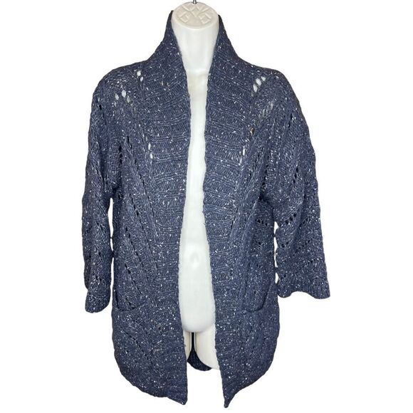 Ella Moss Grey Wool Blend Open Faced Cardigan Sweater Size Small - Picture 1 of 5